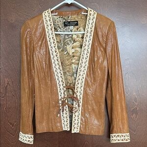 St. John Tan Jacket with Cream Detailing
